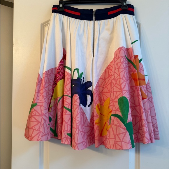 Alice + Olivia Multicolor A-Line Skirt with Bird and Floral Design - Picture 2 of 3